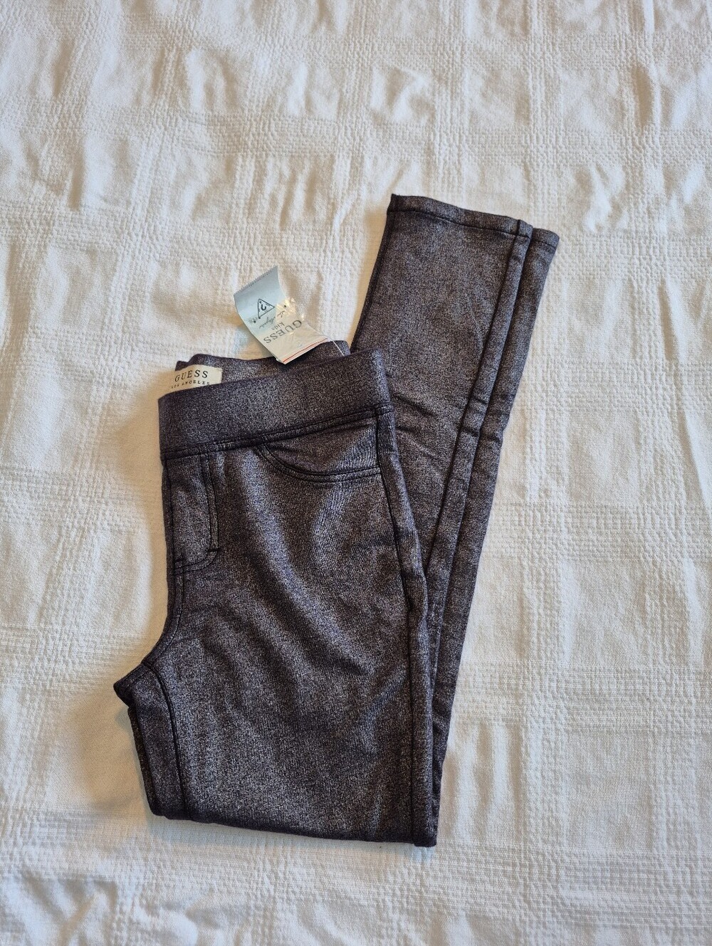 Guess girls size Medium or 10/12 dark gray silvery sparkly leggings NWT